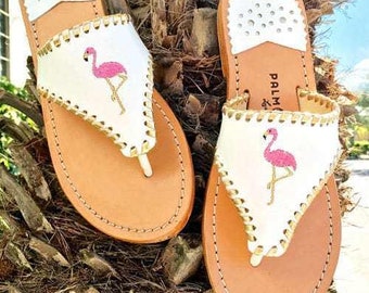 pink flamingo flip flops
