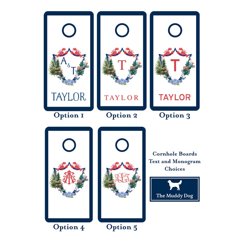 Luxury Custom Personalized Cornhole Boards Hamilton Floral Monogram