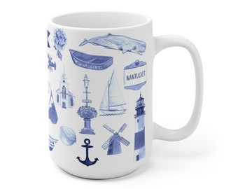 Nantucket Forever Toile Ceramic Mug