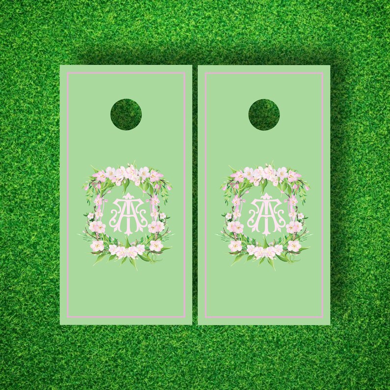 Luxury Custom Personalized Cornhole Boards Cherry Blossom image 0