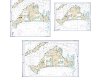 Luxury Reversible Acrylic Tray With Nautical Chart - MA: Martha's Vineyard - Available In 3 Sizes