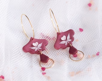 Rose Pink Floral Polymer Clay Earrings |  | Snowdroo Handmade