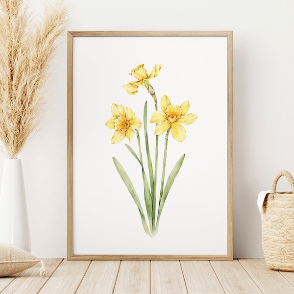 Daffodil / March Flower / Birth Flower Watercolor / Instant Download / DIGITAL FILE ONLY
