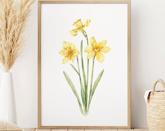 Daffodil / March Flower / Birth Flower Watercolor / Instant Download / DIGITAL FILE ONLY