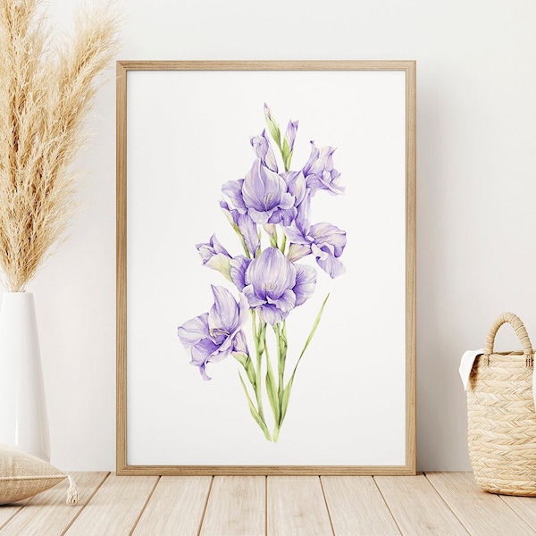 Gladiolus / August Flower / Birth Flower Watercolor / Instant Download / DIGITAL FILE ONLY