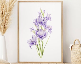 Gladiolus / August Flower / Birth Flower Watercolor / Instant Download / DIGITAL FILE ONLY