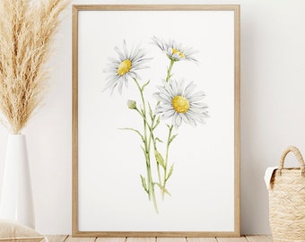 Daisy / April Flower / Birth Flower Watercolor / Instant Download / DIGITAL FILE ONLY