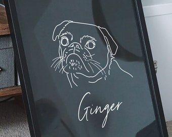 Retrato de mascota personalizado: Arte minimalista de perro o gato (archivo digital)
