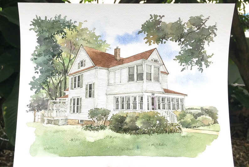 Custom House Portrait / Hand-Painted Watercolor of your home / Housewarming gift / Realtor gift image 2