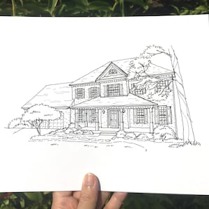 Custom home sketch / Pen and ink house drawing / house illustration / realtor house gift