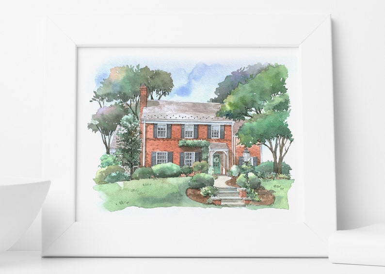 Custom House Portrait / Hand-Painted Watercolor of your home / Housewarming gift / Realtor gift image 1
