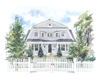 Custom House Portrait / Hand-Painted Watercolor of your home / Housewarming gift / Realtor gift