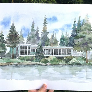Custom House Portrait: Hand-Painted Watercolor Home Painting