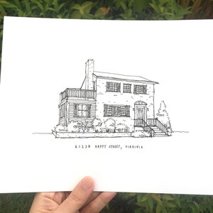 Boceto de casa personalizado / Dibujo de casa a pluma y tinta / Ilustración de casa / Regalo de casa para agente inmobiliario