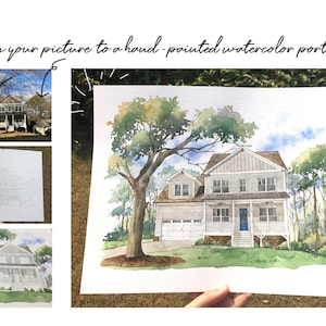 Custom House Portrait / Hand-Painted Watercolor of your home / Housewarming gift / Realtor gift image 7