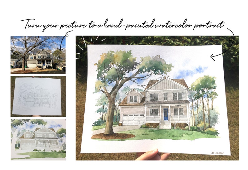 Custom House Portrait / Hand-Painted Watercolor of your home / Housewarming gift / Realtor gift image 7