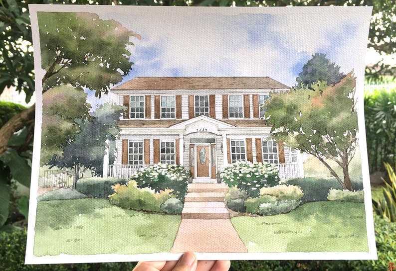 Custom House Portrait / Hand-Painted Watercolor of your home / Housewarming gift / Realtor gift image 9