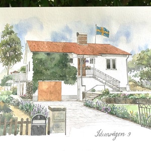 Custom House Portrait: Hand-Painted Watercolor Home Painting