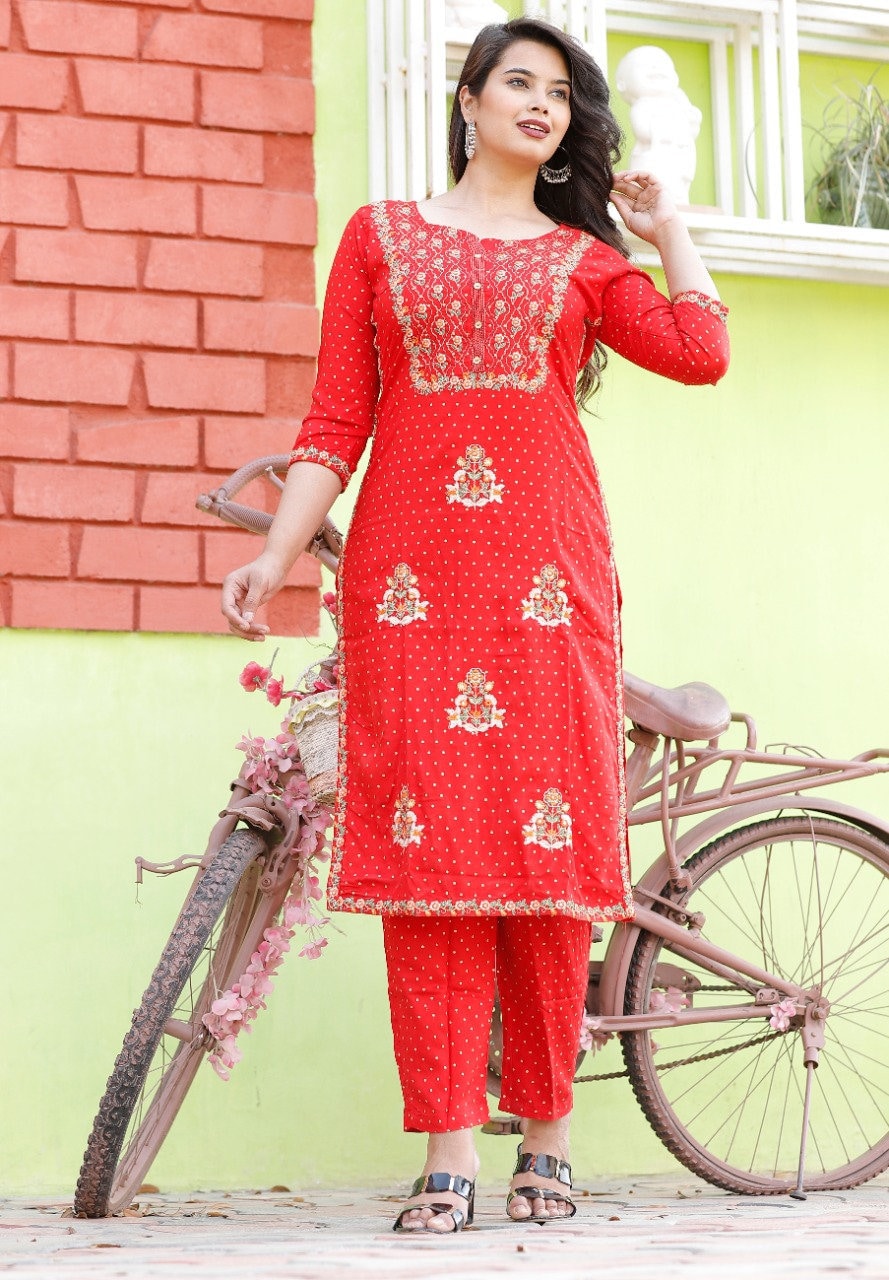 Kurti Pant Indian Set Women Kurta Ethnic Dress Bottom Palazzo Etsy