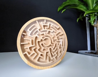 Wooden Ball Maze Game: Circular Labyrinth Puzzle Toy