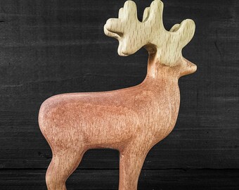 Wooden Deer Figurine Etsy