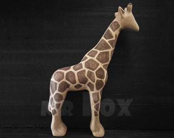 Houten speelgoedgiraffe - Houten giraffe - Afrikaans dierenspeelgoed - Houten safaridieren - Houten Afrikaans speelgoed