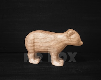 Wooden Polar Bear Cub Toy - Wooden Toy Polar Bear Cub - Wooden Polar Bear Family - Wooden Baby Polar Bear