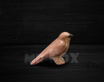 Wooden Sparrow Figurine - Waldorf Wooden Toy - Montessori Wooden Toy - Wooden Bird Figurine