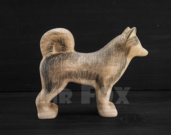 Jouet en bois chien inuit - chien de traîneau en bois - figurine de chien inuit en bois - animal arctique en bois - figurine de chien en bois - jouet en bois pour chien - chien jouet