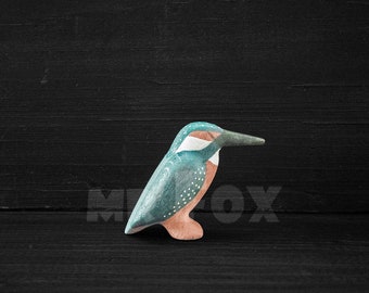 Wooden Kingfisher Figurine - Wooden Handmade Gift - Wooden Bird Figurine - Waldorf Toys - Montessori Toys