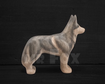 Wooden Husky Toy - Wooden Toy Dog - Sledding Dog Figurine - Wooden Dog Figurine - Wooden Animal Toy