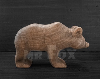 Figurine ours en bois sculpté - jouets en bois pour tout-petits - jouets animaux en bois - jouets Waldorf - décoration rustique - décoration Cottagecore