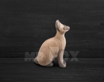 Miniatur Katzen Figur aus Holz - Siamkatze Spielzeug - Handgemachte Geschenke - Waldorf Spielzeug - Handgeschnitzte Sammlerstücke - Geschenk für Katzenvater