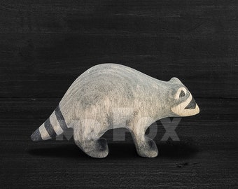 Wooden  Raccoon - Wooden Raccoon Figurine - Wooden Toy Raccoon