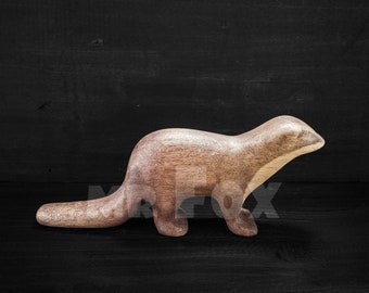木製カワウソの置物 | 手作り木製動物玩具 | 暖炉のマントルピース装飾 | 先生への感謝の贈り物 | モンテッソーリ | ウォルドルフ自然テーブル