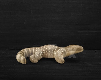 Lézard de moniteur en bois - Jouet de lézard en bois - Figurine de lézard en bois - Jouets d'animaux africains - Cadeau pour les amoureux de la nature - Cadeau d'appréciation de l'enseignant