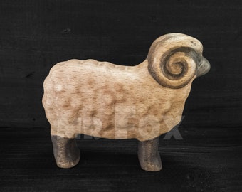 Wooden Ram Toy - Ram Figurine - Wooden Sheep Family - Wooden Farm Animals - Wooden Animal toy - Waldorf Wooden Animals