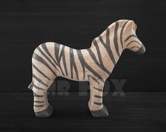 Wooden Toy Zebra - Wooden Zebra Toy - Wooden Zebra Figurine - African Animal Figurine - African Animal Toy - Safari Wooden  Toy - Wooden Zoo