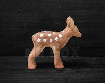 Wooden Fawn Toy - Wooden Fawn Figurine - Wooden Deer Baby - Waldorf Toys - Montessori Toys - Wooden Toy Animal - Fireplace Mantel Decor