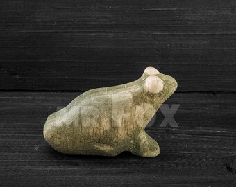 Wooden Toy Frog - Wooden Toad - Wooden Frog Figurine - Amphibian Sculpture