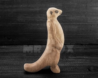 Figurine Suricate en bois - Figurine suricate en bois - Jouet animal africain - Animaux de safari en bois - Jouets africains en bois - Suricate en bois