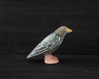 Wooden Starling Figurine - Wooden Starling Toy - Wooden Bird Figurine - Waldorf Wooden Toy - Montessori Wooden Toy - Wooden Bird