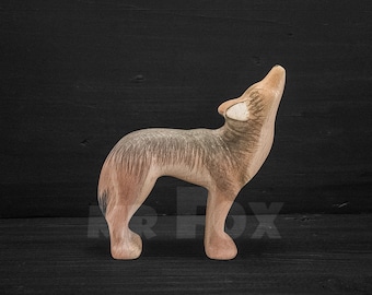Wooden Coyote Figurine - Handmade Coyote Toy - Coyote Art - Coyote Decor - Modern Folk Art - Wild West Aesthetic - Coyote Gift - Southwest