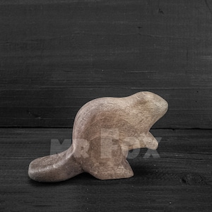 Wooden Beaver Toy -  Carved Beaver Figurine - Beaver Gifts - Woodland Animals - Fall Aesthetic - Rustic Home Decor - Handmade Gifts