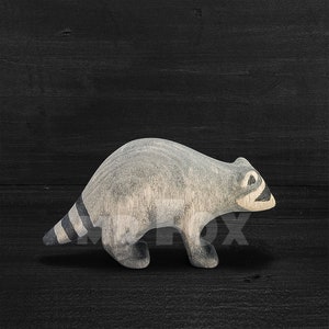 Wooden Raccoon Wooden Raccoon Figurine Wooden Toy Raccoon image 1