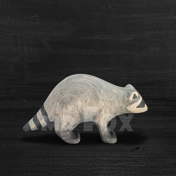 Wooden  Raccoon - Wooden Raccoon Figurine - Wooden Toy Raccoon