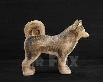 Wooden Toy Inuit Dog - Wooden Sled Dog - Wooden Inuit Dog Figurine - Wooden Arctic Animal - Wooden Dog Figurine - Wooden Dog Toy - Toy Dog