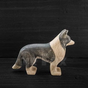 Wooden Toy  Dog - Border Collie Figurine - Wooden Dog Figurine - Wooden Farm Animal - Farm Animal Toy - Wooden Collie Toy