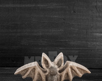 Chauve-souris en bois - Figurine de chauve-souris sculptée - Déco d'Halloween - Cadeau d'Halloween pour les enfants - Cadeau d'Halloween pour les enseignants - Panier cadeau d'Halloween