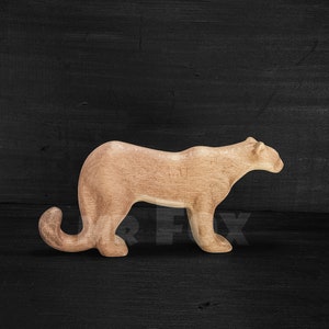 Puma Figur aus Holz - Berglöwe Figur - Panther Figur - Puma Statue - Handgemachtes Holz Tier Spielzeug - Handgemachtes Geschenk - Waldorf Spielzeug